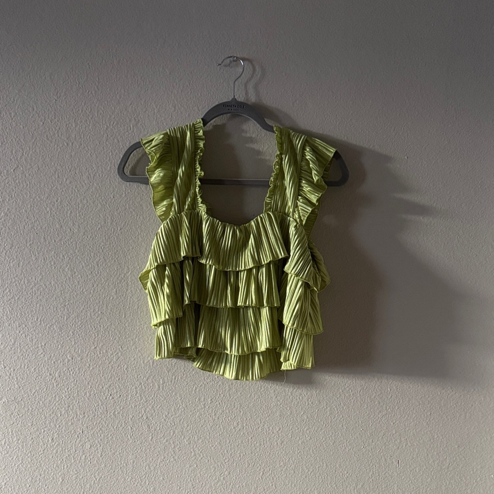 Green Ruffled Women's Top